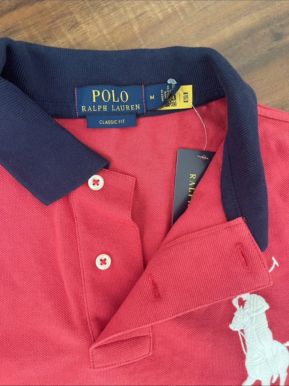 New Big Polo by Ralph Lauren Red & Navy Horizontal Stripe Polo Shirt